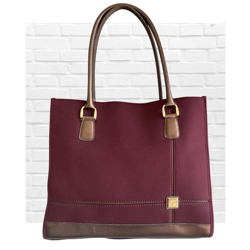 Diane Von Furstenberg Tote Bag Elegant Burgundy Bronze Travel Office Large